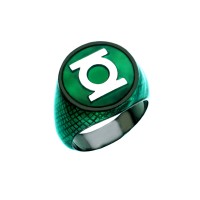 Green Lantern Inspired Silver Ring Green Snake Skin Edition