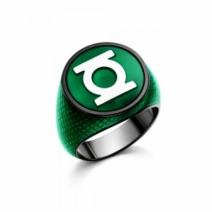 Green Lantern Inspired Silver Ring Green Snake Skin Edition