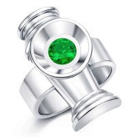 thumbnail image 2 of Platinum Plated Green Lantern Ring – Austrian Crystal, Solitaire Style, Superhero 2 of 5