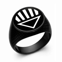 Black Lantern Inspired Silver Ring Black Snake Skin Edition