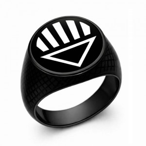 Black Lantern Inspired Silver Ring Black Snake Skin Edition