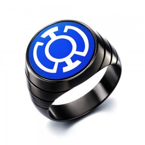 Blue Lantern Inspired Silver Ring Blackest Night Style Jewelry