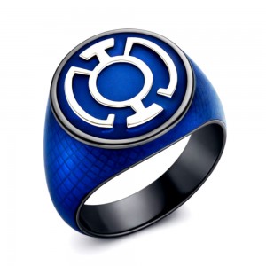 Blue Lantern Inspired Silver Ring Black Snake Skin Edition