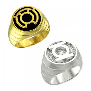 Green Lantern Sinestro Inspired Silver Ring Set Jewelry