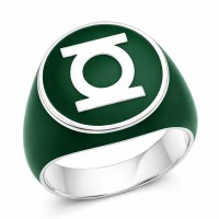 Green Lantern Inspired Silver Ring Full Green Jewelry