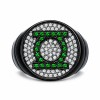 Green Lantern Inspired Silver Ring Black Iced Out CZ Jewelry