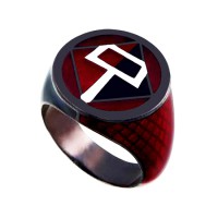 Harley Quinn Inspired Red Black Lantern Silver Ring Jewelry