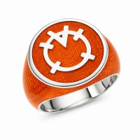 Orange Lantern Inspired Silver Ring Snake Skin Edition