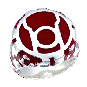 Red Lantern Inspired Silver Ring Blood Vessels Edition