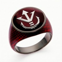 Saiyan Vegeta Crest Inspired Silver Ring - Red Dragon Scales Edition