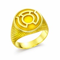 Sinestro Inspired Silver Ring Yellow Snake Skin Edition