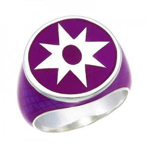 Star Sapphire Inspired Silver Ring Violet Snake Skin Edition
