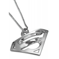 Superman Inspired Charm Pendant Solid Sterling Silver Jewelry