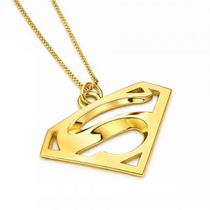 Superman Inspired Charm Pendant Jewelry Solid 9K Yellow Gold