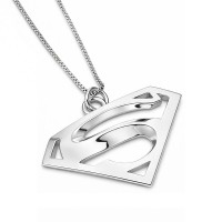 Superman Inspired Charm Pendant Solid Sterling Silver Jewelry